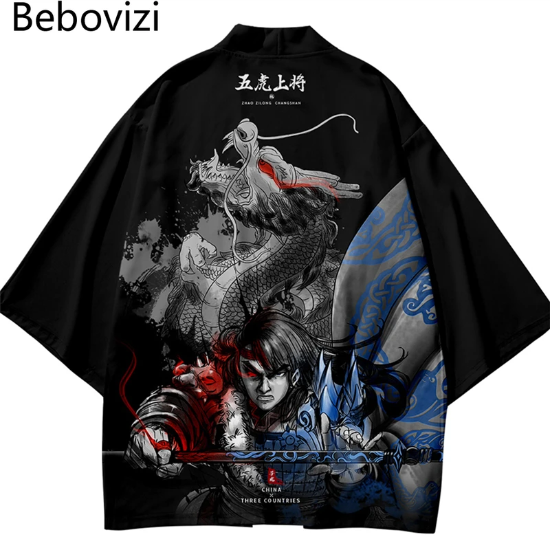 

Japanese Kimono Cardigan Yukata Haori Men Traditional Anime Dragon Print Zhao Zilong Samurai Shirt Fashion Casual Cosplay Jacket