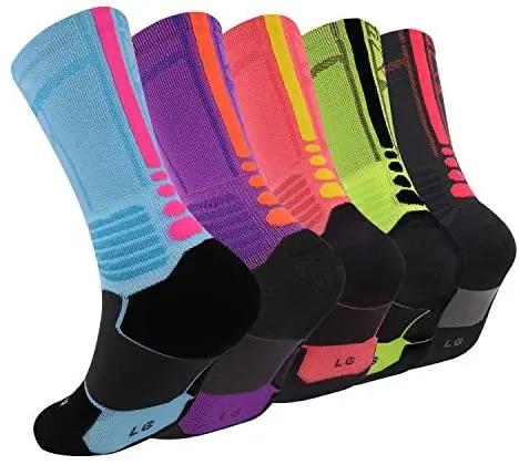 Basketball Socks 5 Pairs Per Set Running Athletic Sports Crew Socks for Men Women