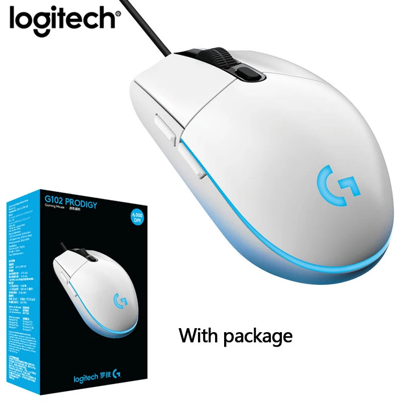 G102 White Оригинальная Проводная программируемая игровая мышь lotech G403/G502/MX518/G402/G302/G102/G300s RGB игровая офисная Поддержка мыши Настольный Lap - Цвет: G102 White