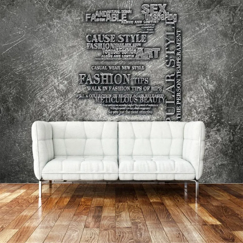 

Milofi custom 3D wallpaper mural retro nostalgic cement wall metal English bar background wall living room bedroom decoration pa