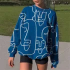 Толстовка Y2k Женская с длинным рукавом, модный Свободный пуловер с принтом, с воротником, в готическом стиле, Свитшот