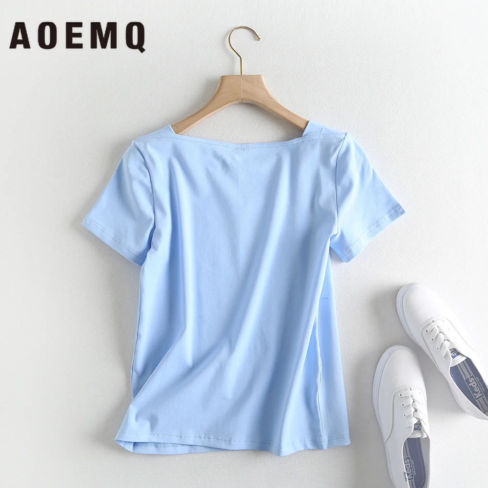 Женские повседневные футболки AOEMQ летние дышащие хлопковые вечерние для отдыха