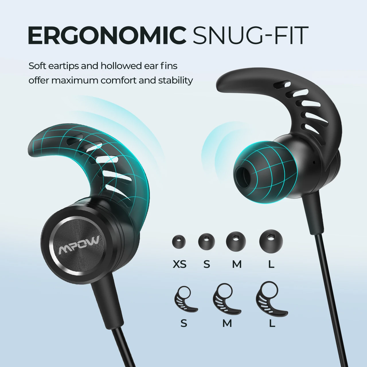 Mpow S10 Pro Bluetooth Sports Earphones IPX7 Waterproof Wireless Earbuds with CVC8.0 Noise Cancelling Microphone & 14H Playtime |