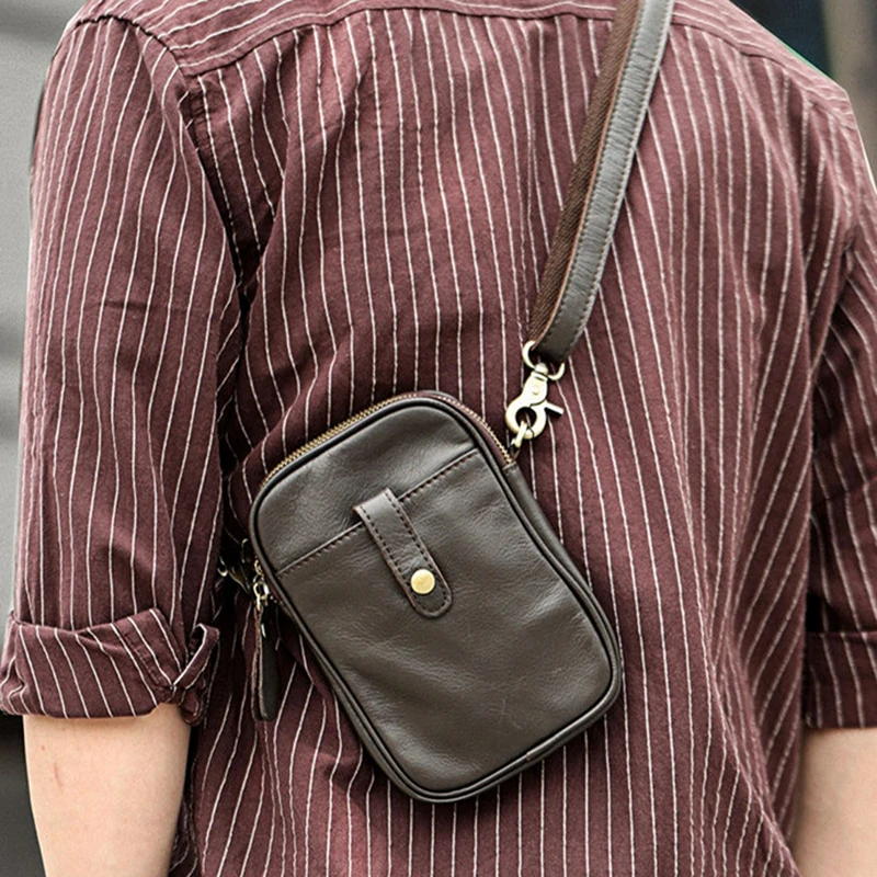 

Модная повседневная мужская маленькая сумка через плечо из натуральной кожи для телефона Высококачественная Молодежная черная мини-сумка-мессенджер из натуральной воловьей кожи