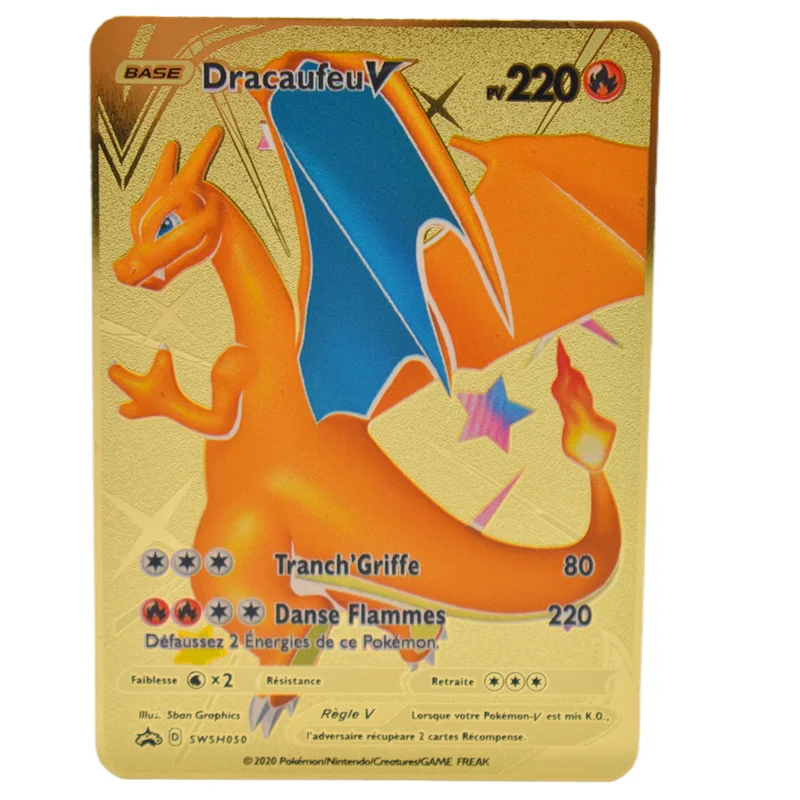 

HOT Game Anime Battle Pokemon Cards Gold Metal GX EX Card Charizard Pikachu Collection Card Action Figure Model Child Toy Gift