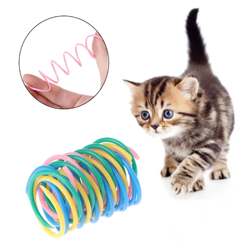 

10Pcs Cat Spring Toy Plastic Colorful Coil Spiral Springs Pet Action Wide Durable Interactive Toys