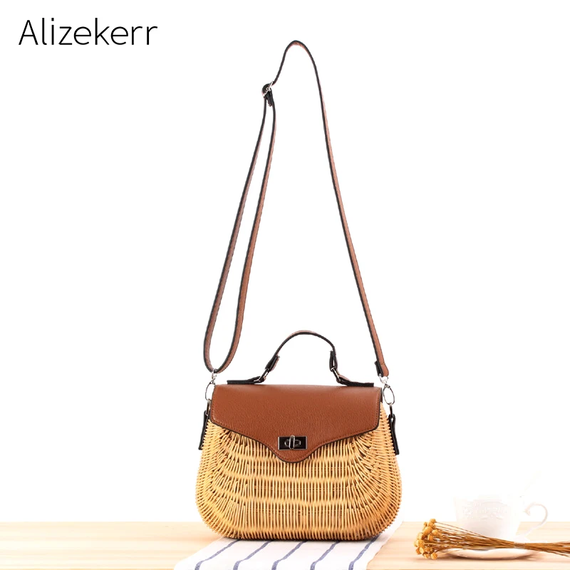 Женские пляжные сумки из ротанга в ретро коробке простая Плетеная соломенная