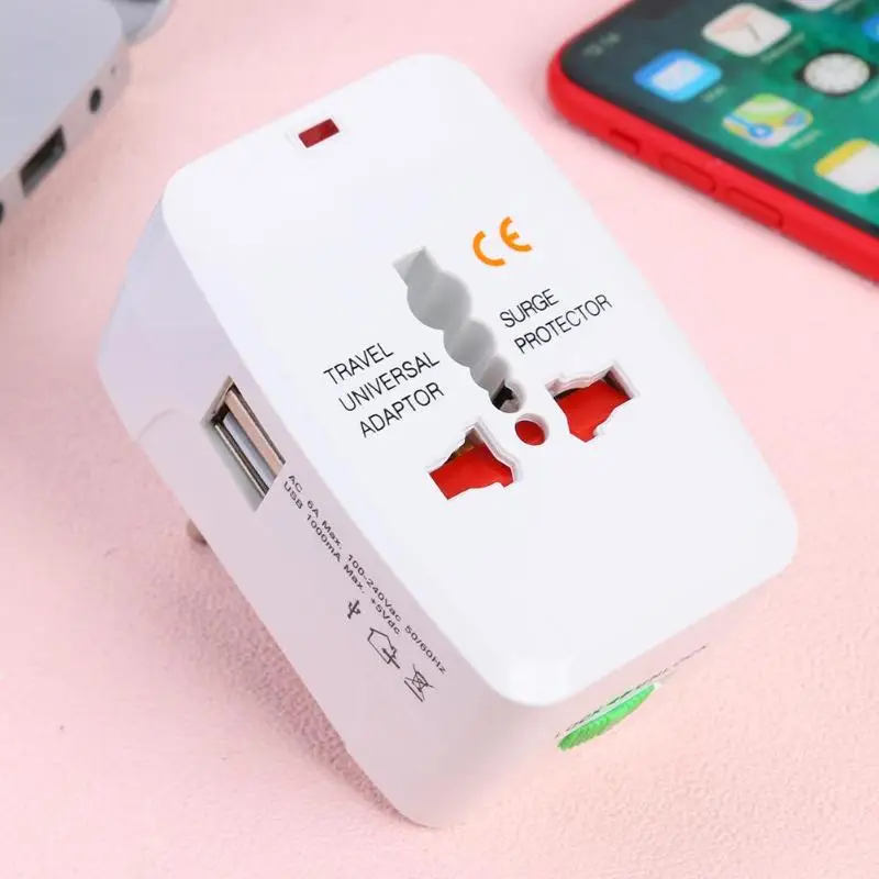 Универсальный переходник с двумя usb-разъемами, многофункциональная дорожная розетка, адаптер с защитой, защитная перегородка, индикатор питания, лампа