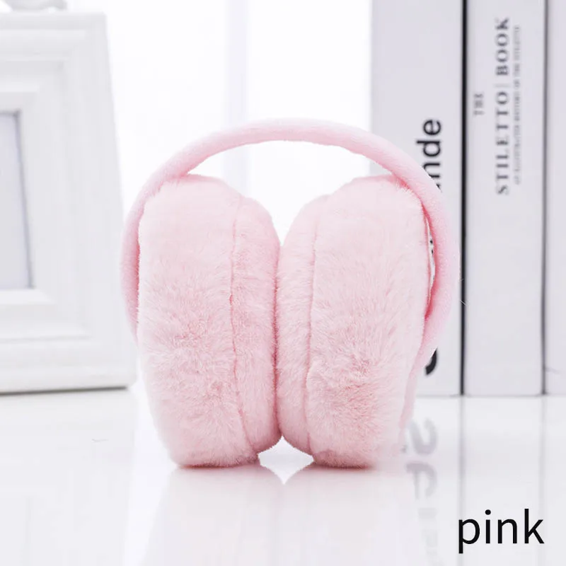 pink Универсальные наушники для девочек с защитой от холода и нагрева, плюшевые складные теплые зимние стильные женские головные уборы - Цвет: pink