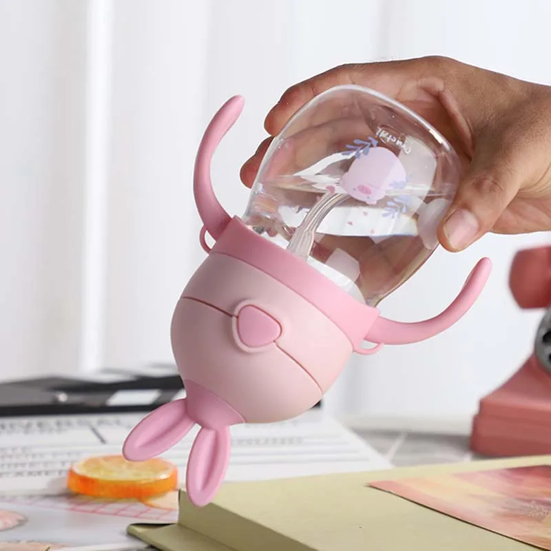 270 мл Милая чашка для кормления ребенка с кроликом соломинкой детская бутылочка