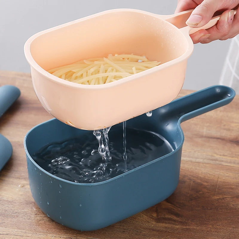 

Multi-function Potato Carrot Cucumber Mandoline Slicer Cutter Grater Shredders with Strainer/Kitchen Fruit and Vegetable Tools