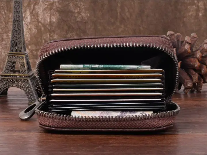 Винтажные кожаные мужские кошельки растительного дубления чехол для