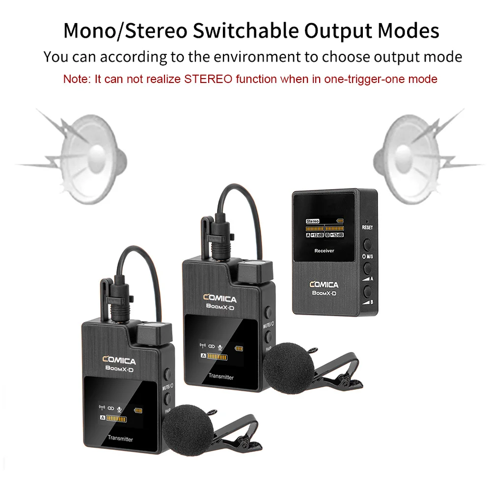 

COMICA BoomX-D D2 1-Trigger-2 2.4G Wireless Microphone 50M Effective Range 3.5mm Interface for DSLR Mirrorless Camera Smartphone