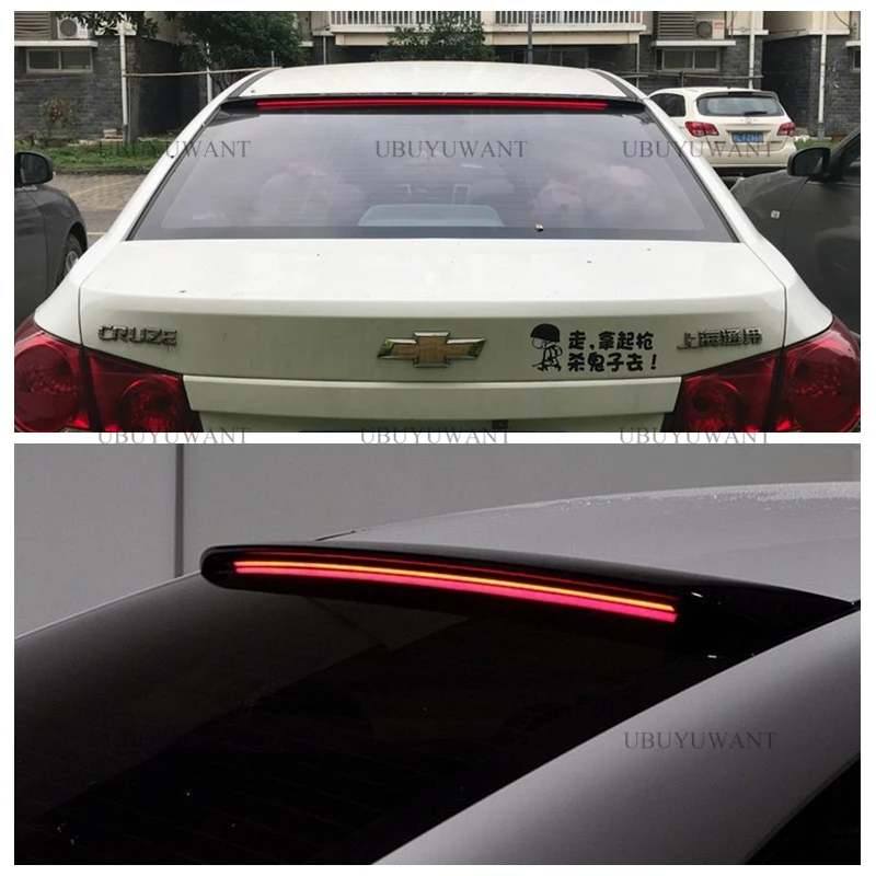 

High Quality ABS Material High Kick Car Roof Spoiler Wing Lip For Chevrolet Cruze 2009-2015 With LED Light Roof Spoiler