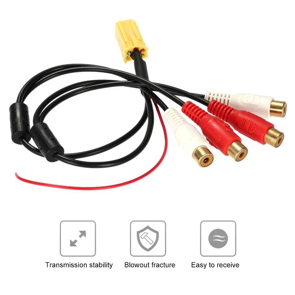 

4 RCA Plug Car Mini Cable 6 Pin ISO Adapter Aux Line Out 4 Chinch Kabel for VW Seat for Skoda for VDO for Audi for Ford