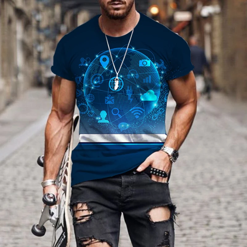 

2022 new 3D AI technology data chart series T Shirt Men/Women Hip Hop Summer Funnyt Streetwear Tshirt Short Sleeve Tops Casual