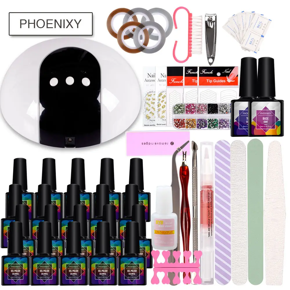 Маникюрный набор для ногтей Гель лак маникюрного геля Лаки поли гель 24 Вт УФ