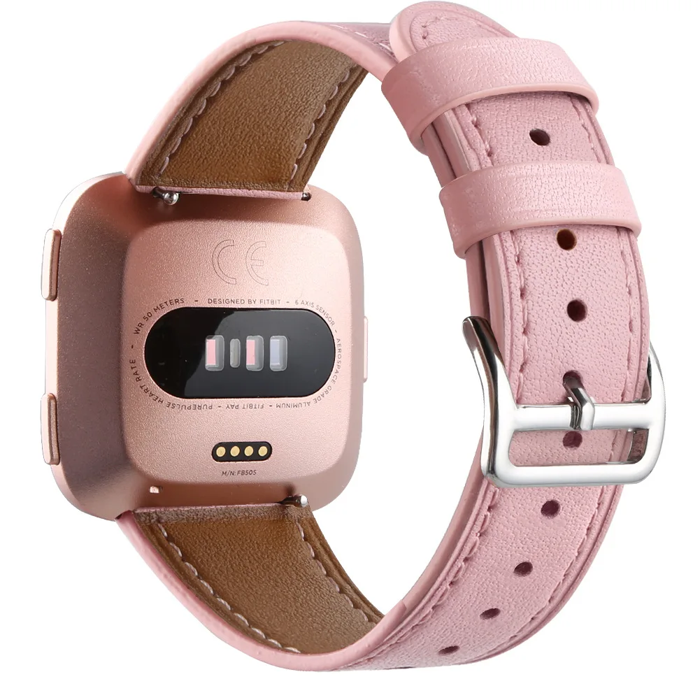 Премиум пота кожаный ремешок Замена для Fitbit Versa/versa 2 Смарт часы браслет ремешок