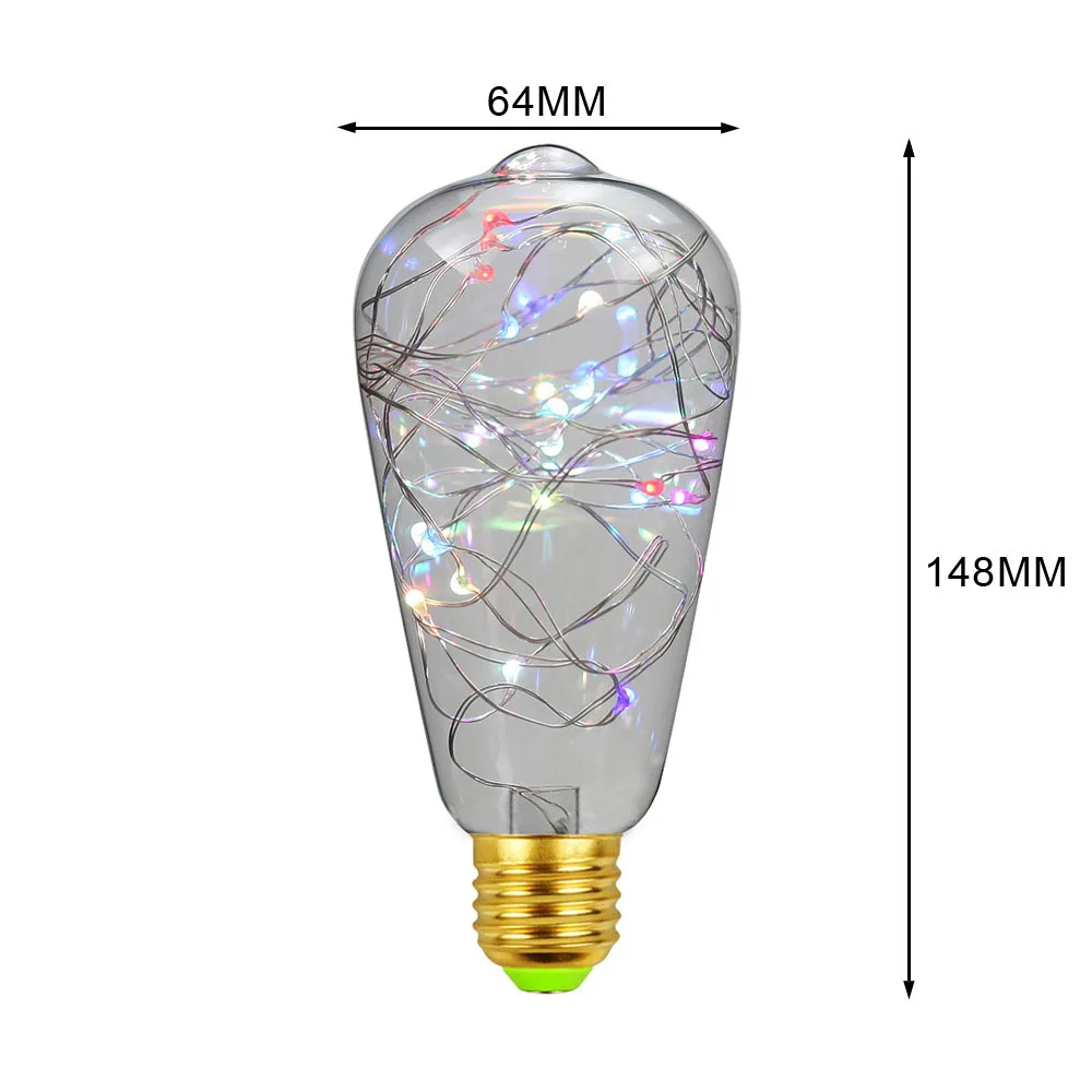 E27 Звездный Сказочный струнный красочный светильник лампа AC 220V для рождества