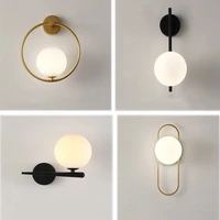 golden led wall lamp with 9w g9 bulb for bedside bedroom interior glass ball wall lighting for living room wall sconce black