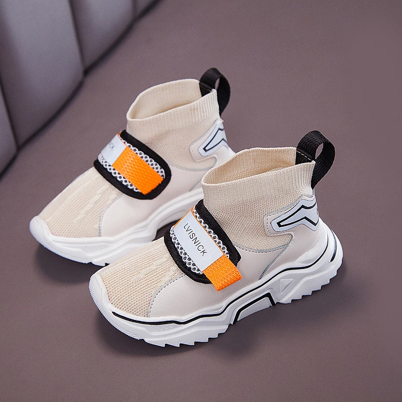 Весенне-осенние черно-белые детские кроссовки для мальчиков и девочек