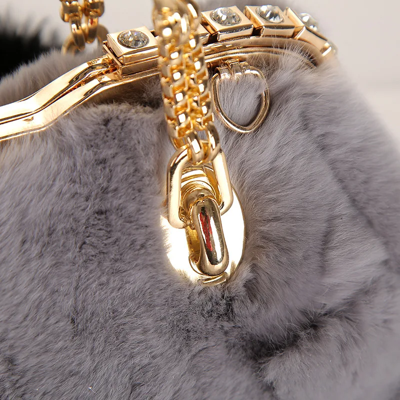 Winter Faux Fur Rabbit Hair Clutch Bag Korean clutch bag banquet fashion handbags Elegant women's wallet purse | Багаж и сумки