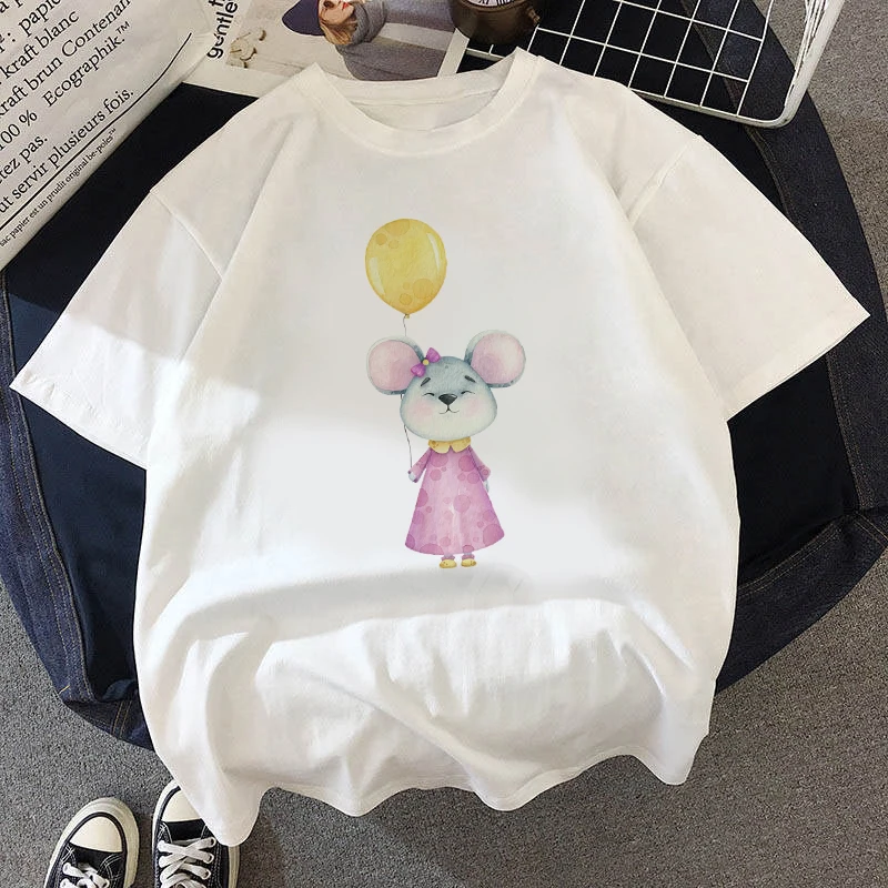 

Women Ullzang Geometric Colorful Balloons T-shirt Funny Cartoon Graphic Tshirt 90s Fashion Top Tees Female Harajuku T Shirt