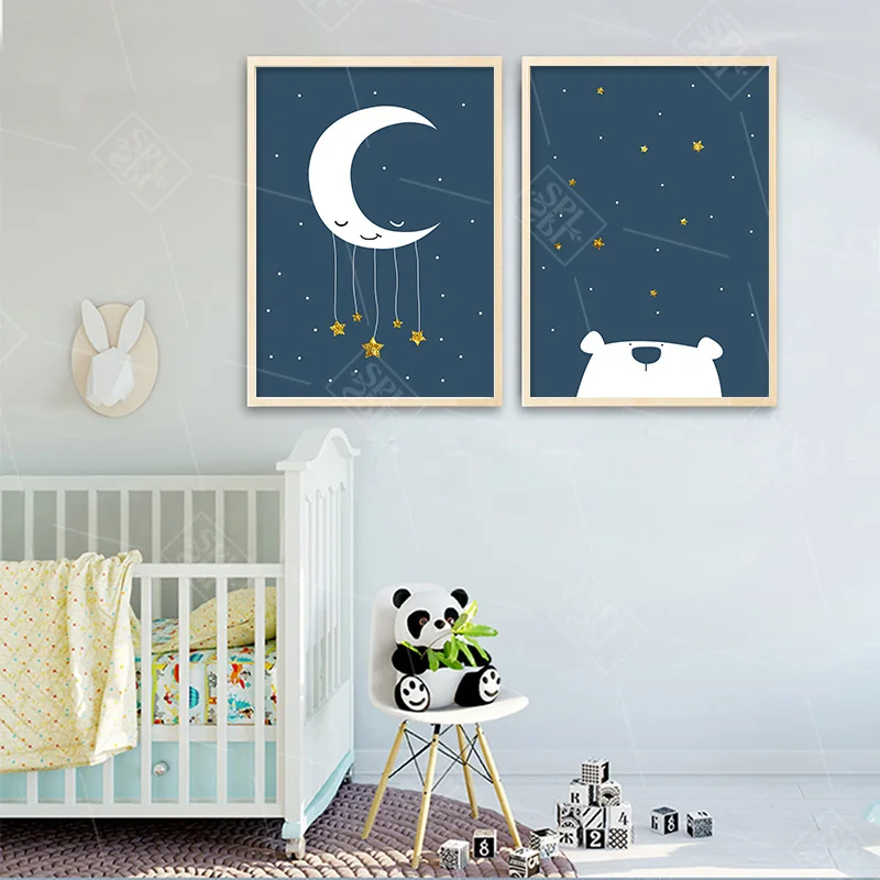 Детский тканевый постер с изображением Кита Луны стены художественный принт