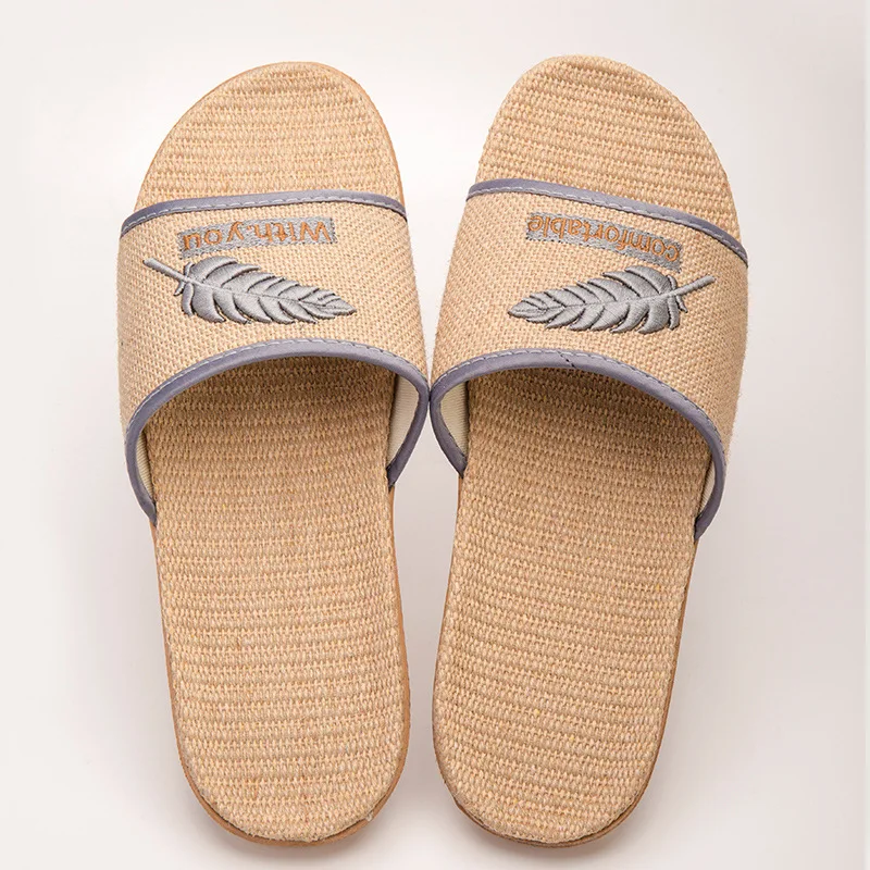 Льняные соломенные домашние тапочки для влюбленных Размеры 35 45 Женские из пеньки