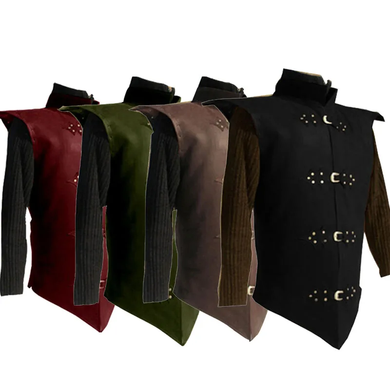 Средневековый Охотник Робин воин Костюм викинга кожаная броня мужской жилет в