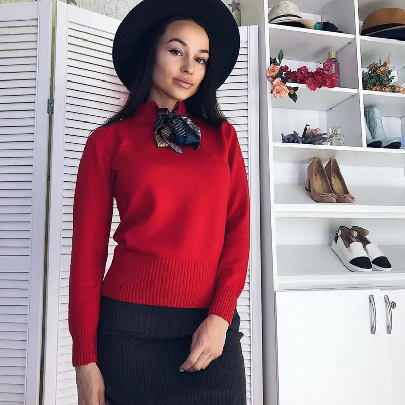 GIGOGOU женский свитер с воротником-бабочкой осенне-зимний толстый теплый пуловер