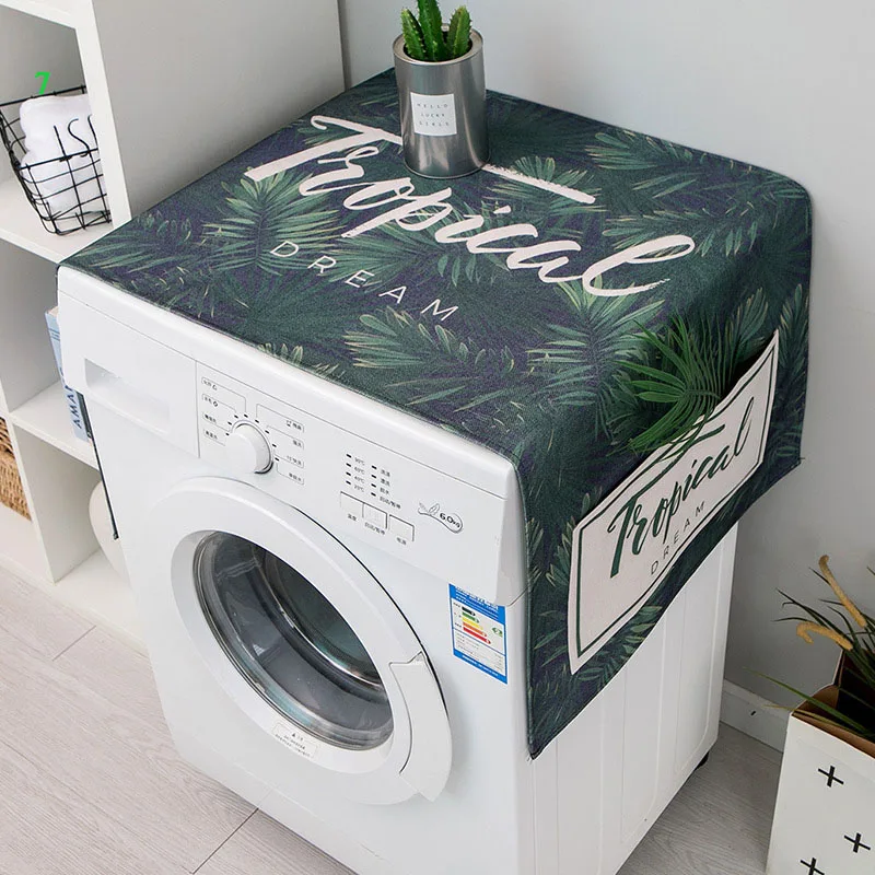 

New Fashion Washing Machine Cover Green Leaf Washing Machine Dust Cover Oven Microwave Refrigerator Protector Modern Home Decor