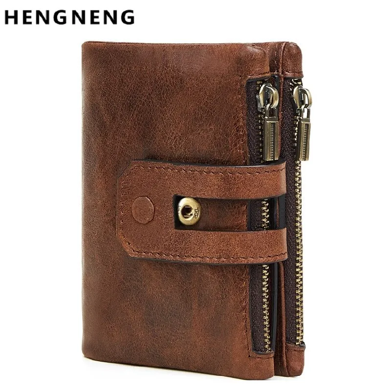 Кошелек мужской из натуральной кожи Крейзи Хорс маленький брендовый бумажник