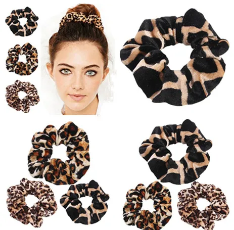 

1Pcs Classic Simple Smooth Animal Velvet Hair Scrunchies Leopard Print Houndstooth Patterns Autumn Winter Hairbands Accessory