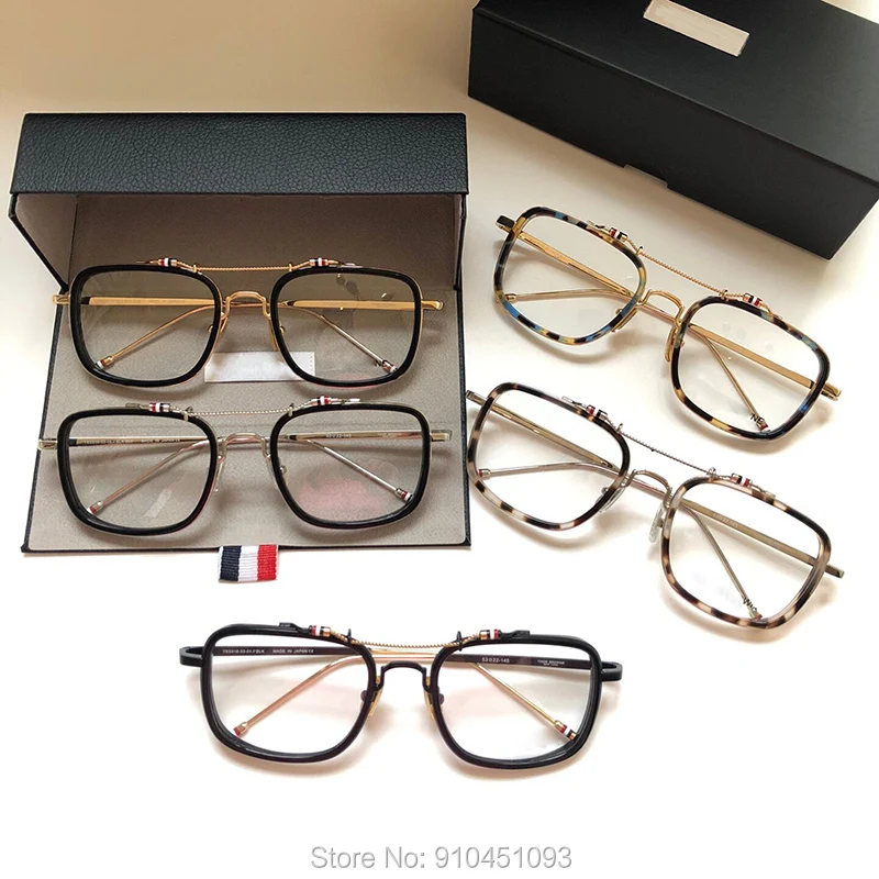 

Thom TBS816 ацетатные очки ручной работы для мужчин wo мужские Оптические Оправы для рецепта квадратная черепаха с логотипом люксовый бренд