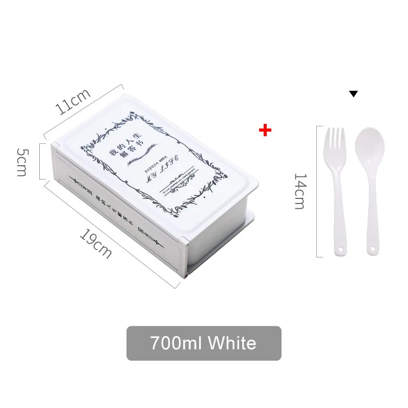 white 700 мл японский контейнер для продуктов контейнер для еды Портативный Bento коробка с отсеками герметичные BPA бесплатно - Цвет: white