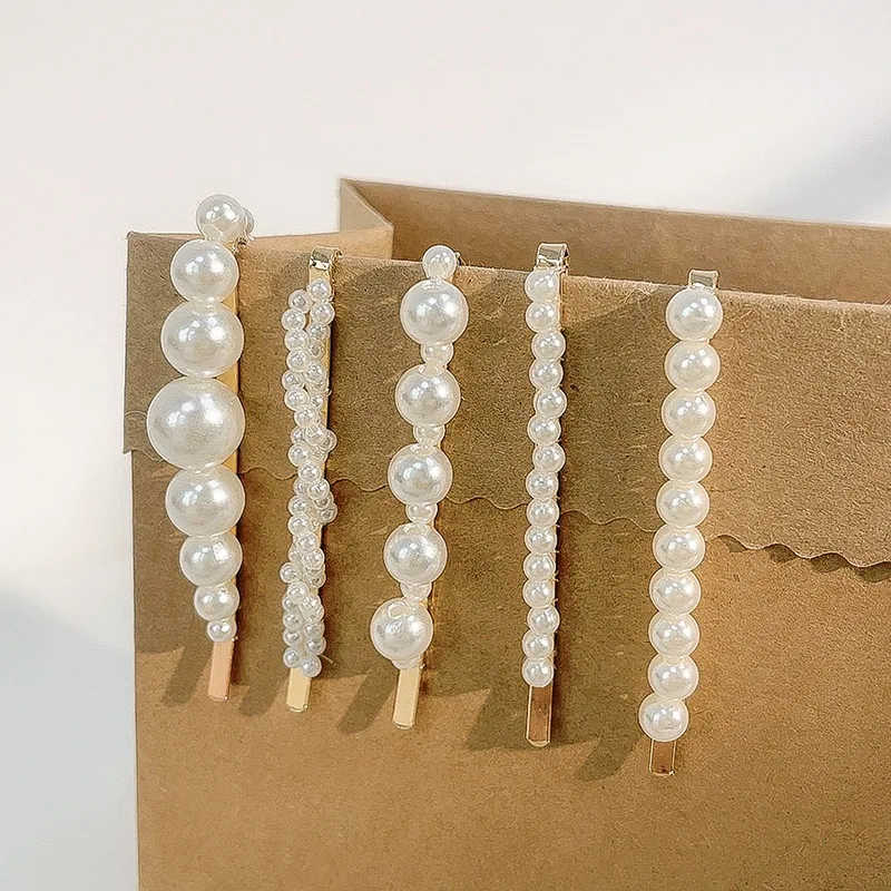 

1pcs Handmade Pearls Hair Clips Pin for Women Fashion Geometric Flower Barrettes Headwear Girls Sweet Hairpins Hair Accessorie