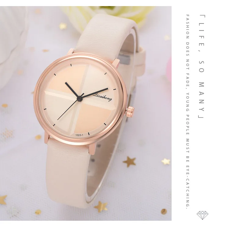 Женские кварцевые часы с кожаным ремешком элегантные браслетом для девушек и