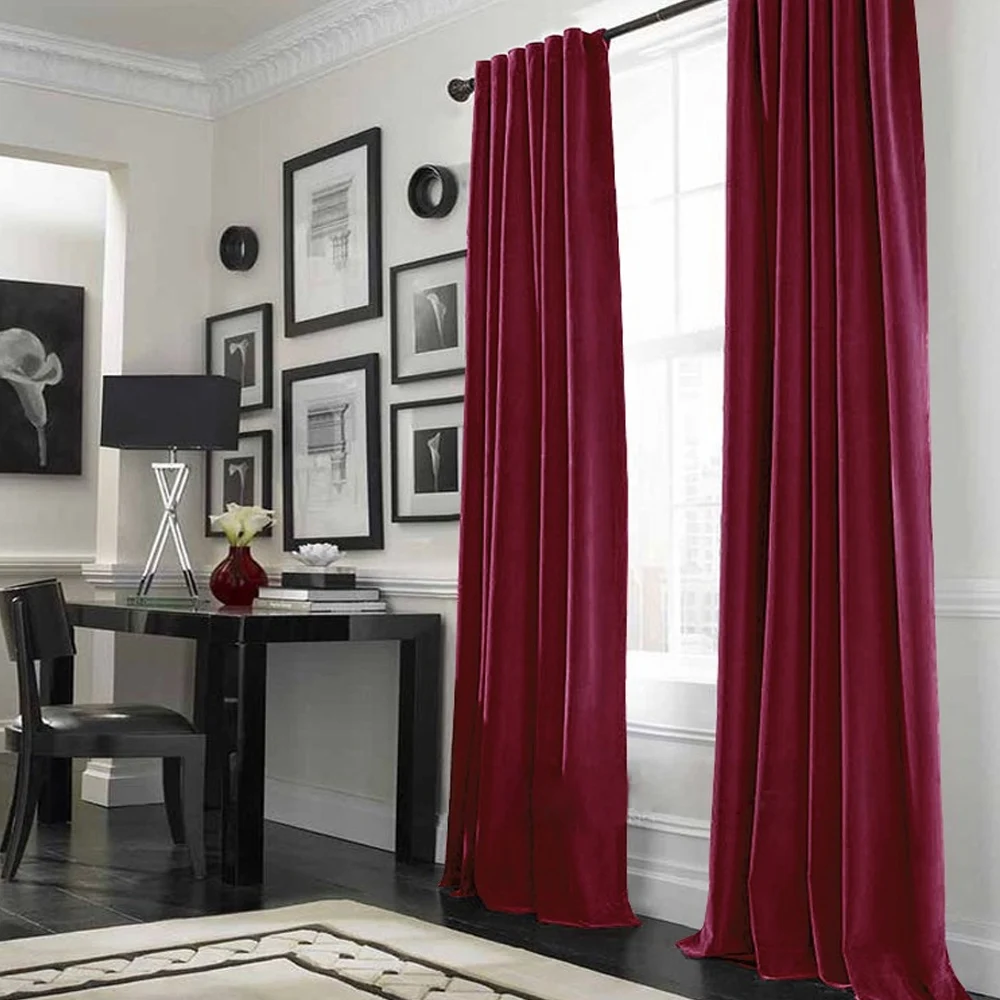 Бархатная занавеска для гостиной спальни кухни сплошного цвета | Дом и сад