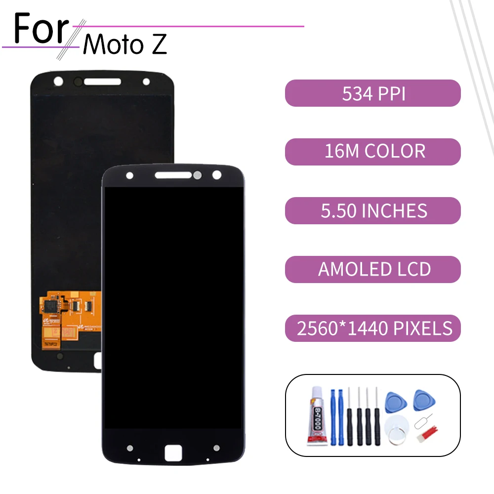 

5.5"Original For Motorola Moto Z LCD Touch Screen Digitizer Assembly For Motorola Z Droid Display Replacement XT1650-03 XT1650