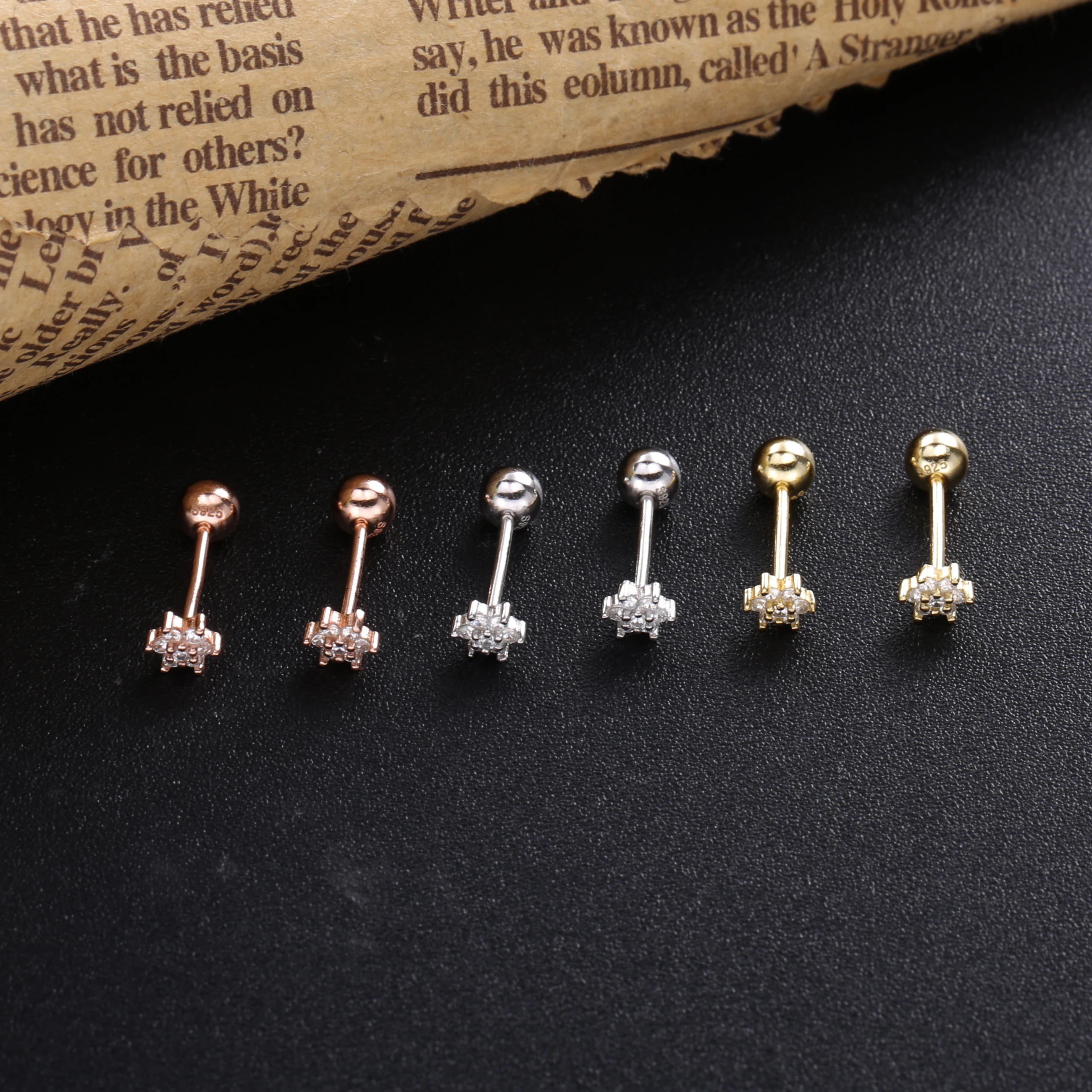 

Slovecabin 2020 New Collection Real 925 Sterling Silver Simple Orchid Stud Earrings With Clear CZ For Women Luxury Fine Jewelry