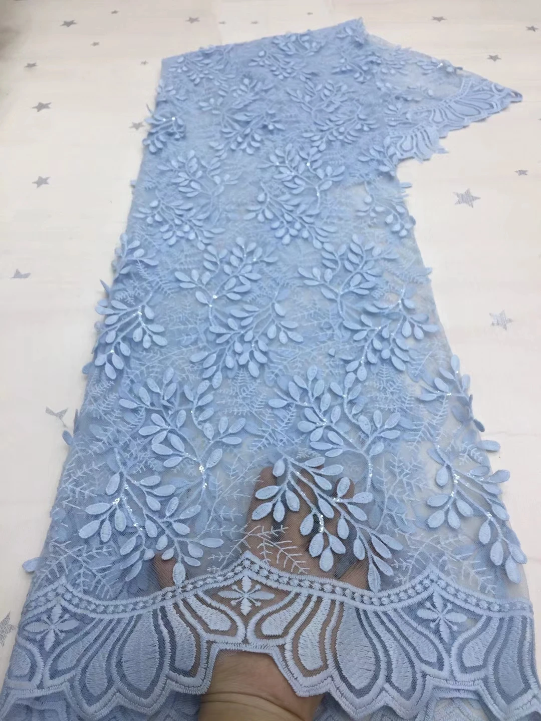 

Light Blue Luxury African French Sequin Velvet Lace Fabric Nigerian Glitter Sequence Lace Fabric For Women Party Dress