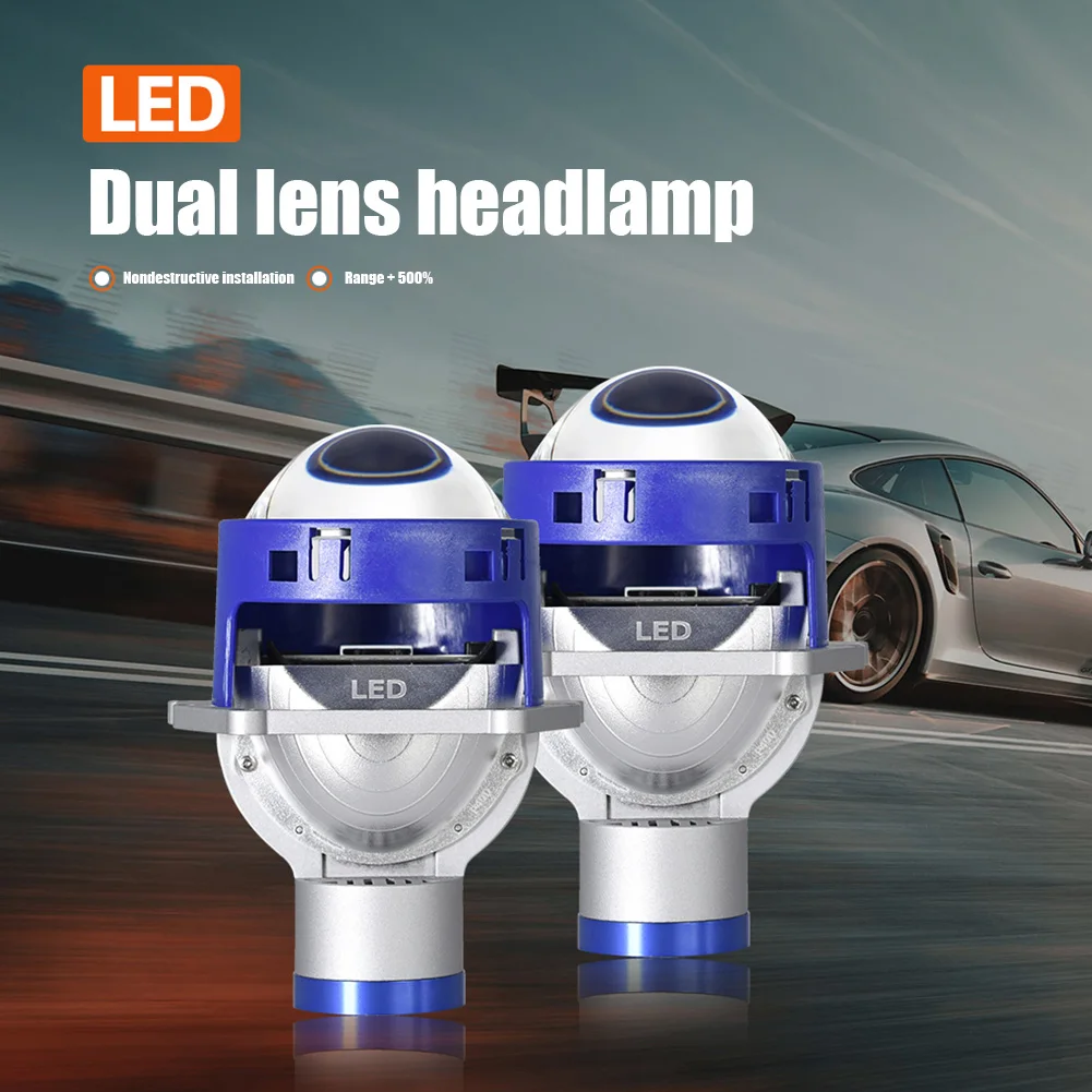 

2pcs 5800K 10000LM 50W LED Car Headlights Bulbs with Lens 12V High Power Auto Headlamps Running Lights Car Accessories
