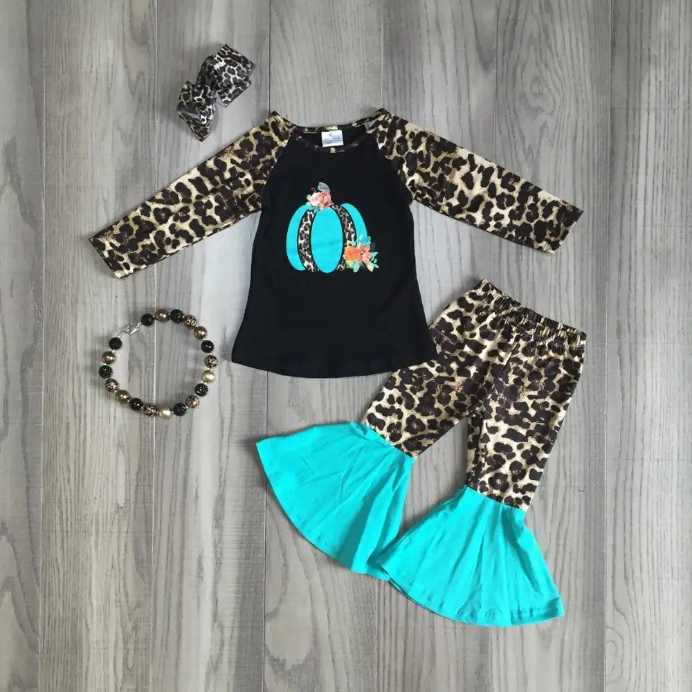 Одежда для девочек на Хэллоуин с леопардовым принтом брюки колокольчиком одежда