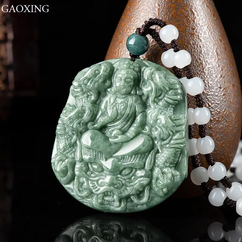 

Natural 5A Emerald Kowloon Guanyin Zodiac Dragon Jade Pendant Lucky Ping Ping Pendant Men and Women Necklace Jade Jewelry