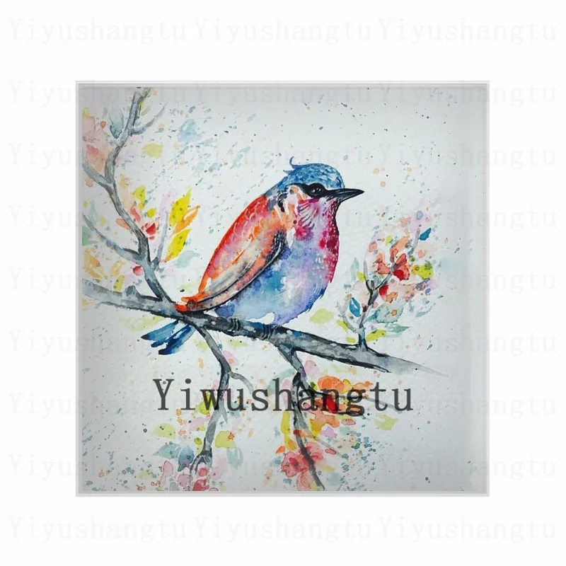 Очаровательная картина акварель птицы на ветках 12 мм/20 мм/25 мм/30 мм квадратный