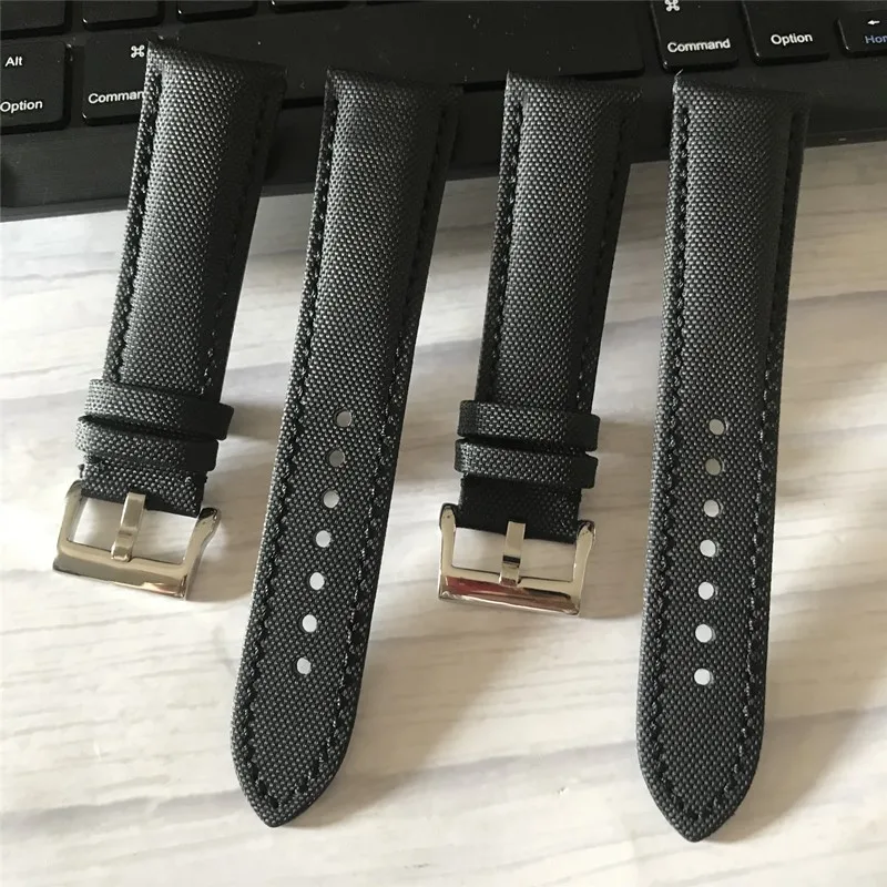 

23mm High Quality Surface Nylon Bottom Cowhide Watch Strap Folding Buckle Watchband Fit for Blancpain Fifty Fathoms Watch