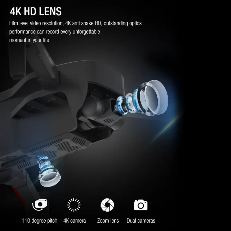 Профессиональный Дрон с GPS и 2-осевым стабилизатором Квадрокоптер 50-кратным