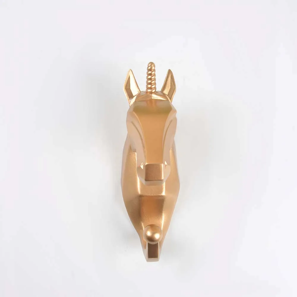 Gold Unicorn 1 шт., олень, слон, единорог, носорог, голова животного, полимерный крючок, витрина для одежды, крючок для стоек, пальто, вешалка, кепка, декор комнаты, шоу, настенная сумка - Цвет: Gold Unicorn