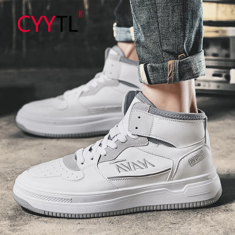 

CYYTL Platform Men Shoes High Top Students Youth Sneakers Sports Outdoor Casual Boys Tennis Leather Hommes Vulcaniser Chaussures